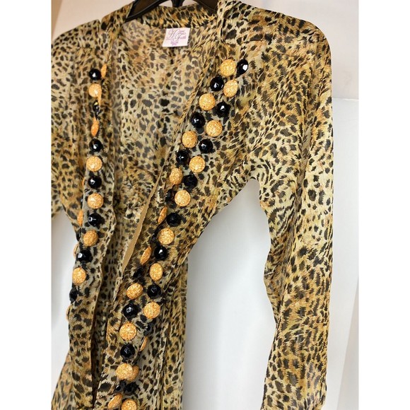 Have Faith Swimwear Leopard Print Coverup, Beaded Rhinestones Details Small - Picture 13 of 14
